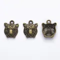 Pendentifs tête de tigre en bronze vintage pour bijoux DIY, vue recto et verso - Bronze Antique