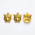 Trois pendentifs tête de tigre dorés pour création de bijoux DIY avec texture métal - Or Antique