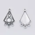 Antique silver alloy shield-shaped jewelry connector with 4-loop multi-strand links - Antique Silver