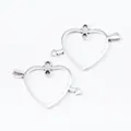 Silver cupid arrow heart hollow pendants for DIY resin jewelry and necklaces - Antique Silver