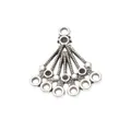 Fächerförmiger Anhängerverbinder aus antikem Silber mit fünf Schlaufen für DIY-Schmuck - Antiksilber