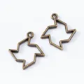 Vintage bronze star-shaped open bezel pendant charms for DIY jewelry making - Antique Bronze
