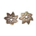 Antique bronze flower bead caps for jewelry making featuring vintage floral petal details - Antique Bronze