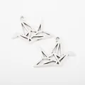 Vintage silver origami crane alloy pendants with jump rings for DIY jewelry - Antique Silver