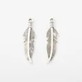 Coppia di ciondoli a foglia di piuma in argento vintage per creazione gioielli DIY - Design a Piuma / Argento antico