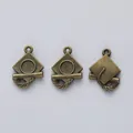 Three pieces of vintage bronze graduation cap pendants for DIY jewelry and crafts making - Antique Bronze