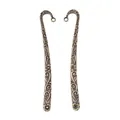 Vintage bronze alloy bookmarks with intricate floral relief and round hanging holes - Antique Bronze