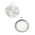 Silberne Vintage-Zinklegierung 16mm runde Fassungsanhänger für DIY-Schmucksets - Antiksilber