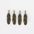 Set mit vier antiken Bronze-Federanhängern aus Vintage-Zinklegierung für DIY-Schmuck - Antikbronze