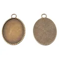 Vintage Bronze 30x40mm ovale Anhängerbasis mit Sonnenstrahl-Textur auf der Rückseite - Antikbronze