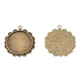 Vintage 25mm Bronze Zinklegierung Rund Tablett Anhänger Basis für DIY Schmuck - Antikbronze