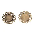 Vintage Bronze 16mm runder Anhänger-Rohling für DIY-Schmuck mit floralem Rand - Antikbronze