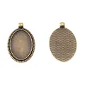 Antiek bronzen ovale legering hanger met voor- en achteraanzicht voor DIY sieraden - Antiek Brons