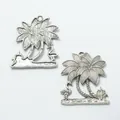 Vintage Silber Kokospalme und Flamingo Metallanhänger für DIY-Schmuckherstellung Basteln - 51*43 / Antiksilber