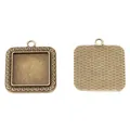 Quadratische 20mm Bronze-Anhängerbasis aus Legierung mit Textur für DIY Schmuckherstellung - 20mm / Antikbronze