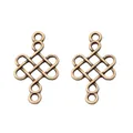 Vintage Bronze-Chinesischer Knoten Anhänger mit Doppelösen für DIY Schmuckherstellung - Antikbronze