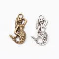 Vintage Meerjungfrau-Anhänger aus Legierung in Bronze und Silber für DIY-Schmuck - Antiksilber