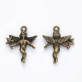 Vorder- und Rückseite von Engel-Anhängern aus Vintage-Bronze für DIY-Schmuckherstellung - Antikbronze