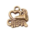 Vintage Bronzelegierung Herz Megaphon Anhänger mit Cheer Gravur für DIY Schmuck - Antikbronze