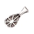 Vintage-Silberanhänger in Tropfenform mit Sonnenstrahl-Gravur und breiter Schlaufe - Antiksilber