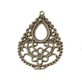 Vintage Bronze-Anhänger in Tropfenform mit hohlem Blumenmuster für DIY-Schmuck - Antikbronze