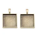 Zwei antike bronzene 20mm quadratische Anhängerträger für DIY-Schmuck und Bastelarbeiten - 20mm / Antikbronze