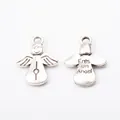 Silver angel pendant charm for DIY jewelry with Eres un Angel Spanish engraving - Antique Silver