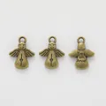 Vintage bronze alloy angel charms with Eres Un Angel engraving and heart detail - Antique Bronze