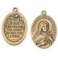 Religiöser Anhänger aus Bronze mit ovaler Form und dem Relief der Heiligen Thérèse - Antikbronze