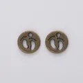 Colgantes redondos de bronce vintage con huella de bebé para creación de joyas DIY - Bronce Antiguo