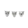 Drei Vintage-Silber-Leopardenkopf-Perlen für DIY-Schmuckherstellung und Armbänder - Antiksilber