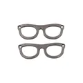 Close-up of vintage eyewear-shaped metal pendants with dual holes for DIY crafting - Gun Black