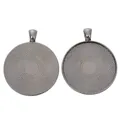 Support pendentif rond 35mm gris anthracite pour création bijoux DIY avec dos texturé - 35mm / Métal canon
