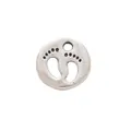 Colgante redondo de aleación de zinc con diseño de huellas para joyería DIY - Plata Antigua