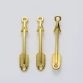 Three gold bow and arrow pendant connectors for DIY jewelry making and necklaces - Gold