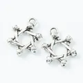 Pair of vintage silver zinc alloy hexagram star pendants for DIY jewelry making - Antique Silver