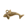 Vintage bronze orca whale pendant with textured finish for DIY jewelry making accessories - Antique Bronze Orca Style