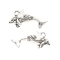 Vintage silver orca whale pendant charms in zinc alloy for DIY jewelry making - Antique Silver Orca Style
