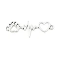 Silver heart and paw print charm with heartbeat line for DIY jewelry making - Antique Silver