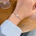Elegant silver heart zircon bracelet with adjustable chain and sparkling star details - S369 Silver - Sparkling Heart Bracelet