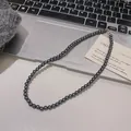 Collar de perlas gris oscuro estilo vintage francés con cierre de plata elegante - Collar de Perlas de Imitación (X1332) / 6mm / Gris