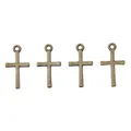 Set of four vintage bronze cross pendants with antique finish for DIY jewelry making - 18*10mm / Antique Bronze