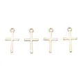 Set of four shiny gold cross pendants in vintage alloy for DIY jewelry making - 18*10mm / KC Gold