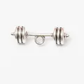 Vintage silver dumbbell charm pendant for DIY jewelry making in a retro metal finish - Antique Silver