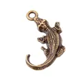 Vintage bronze crocodile pendant for DIY jewelry featuring realistic textured scales - Antique Bronze