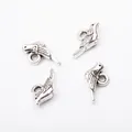 Set of four vintage antique silver bird charms for DIY jewelry and pendant accessories - Antique Silver