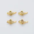 Set of four vintage gold bird alloy pendants for DIY jewelry making and crafting - Antique Gold
