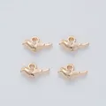 Set of four vintage gold alloy bird charms for DIY necklace and bracelet jewelry making - KC Gold
