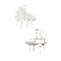 Vintage silver alloy piano charms for DIY jewelry making featuring double sided design - Ancient Silver