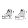 Detalle de dijes de patines de aleación plateada vintage con cuchillas y ojales precisos - Blanco K/Plata